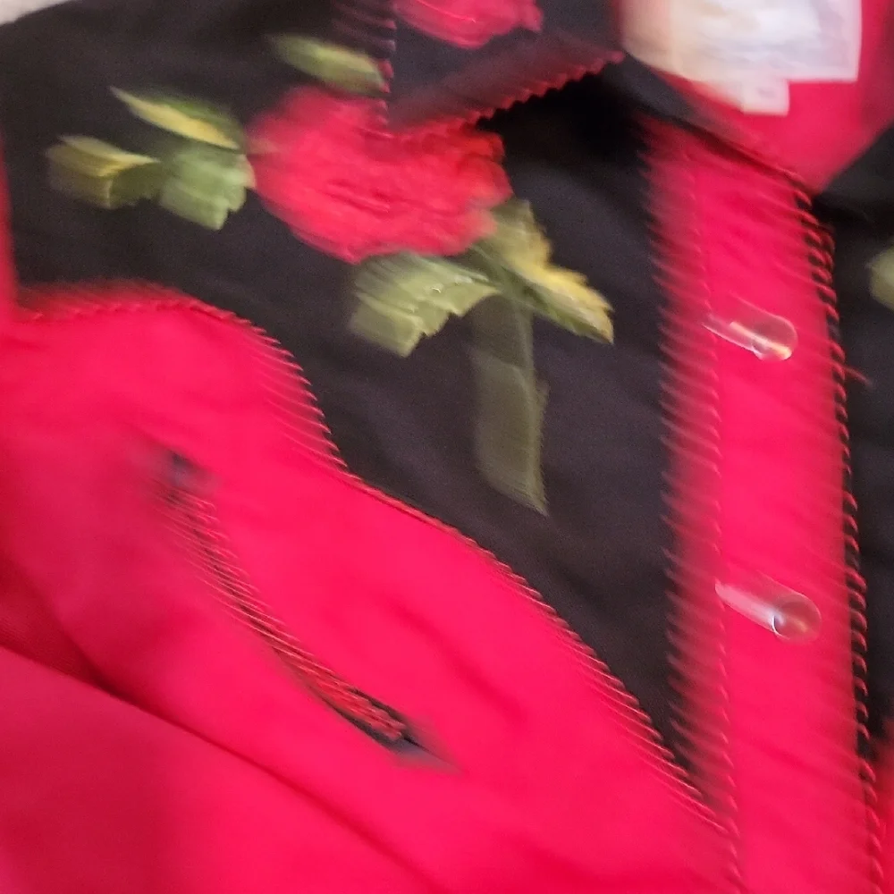 Panhandle Slim Red and Black Embroidered Women's Top - Picture 4 of 5